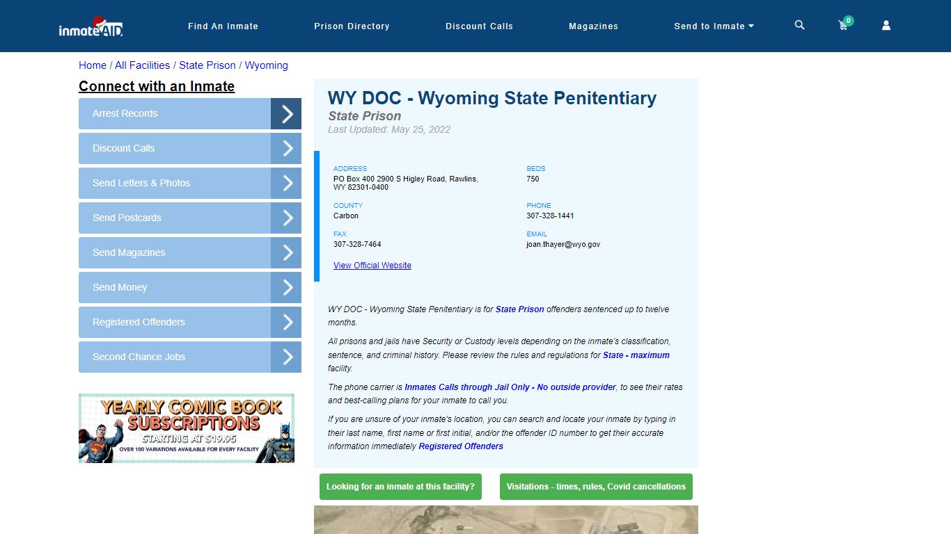 WY DOC - Wyoming State Penitentiary & Inmate Search - Rawlins, WY
