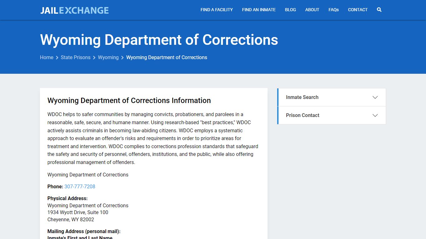 Wyoming Department of Corrections Inmate Search, WY - Jail Exchange