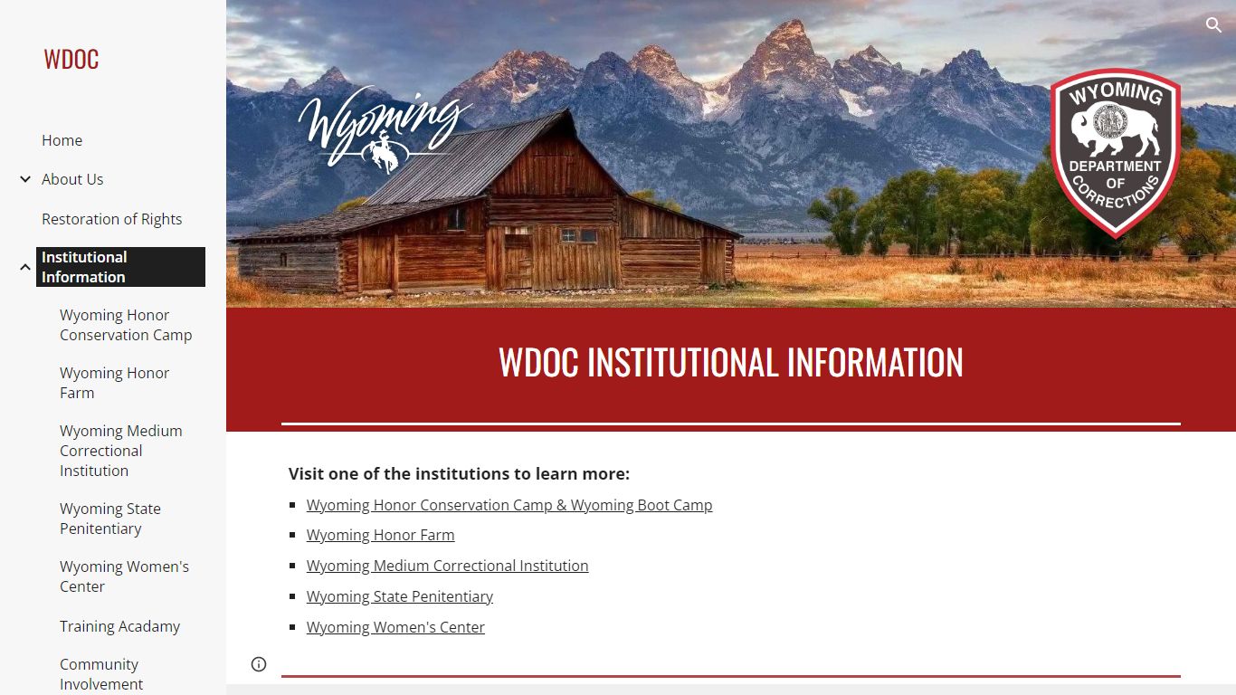 WDOC - Institutional Information - Wyoming